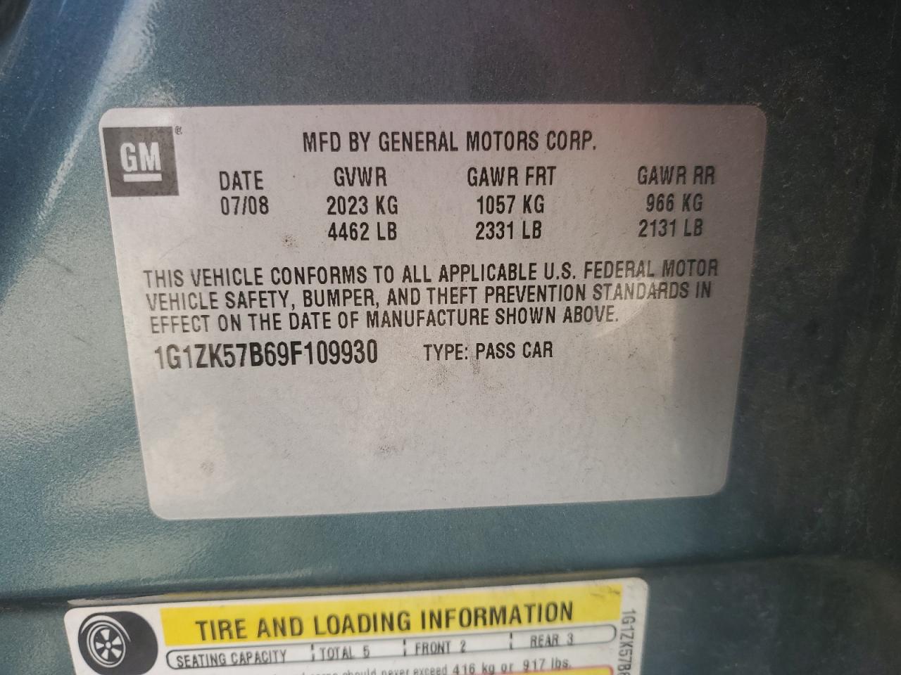 2009 Chevrolet Malibu Ltz VIN: 1G1ZK57B69F109930 Lot: 68451635