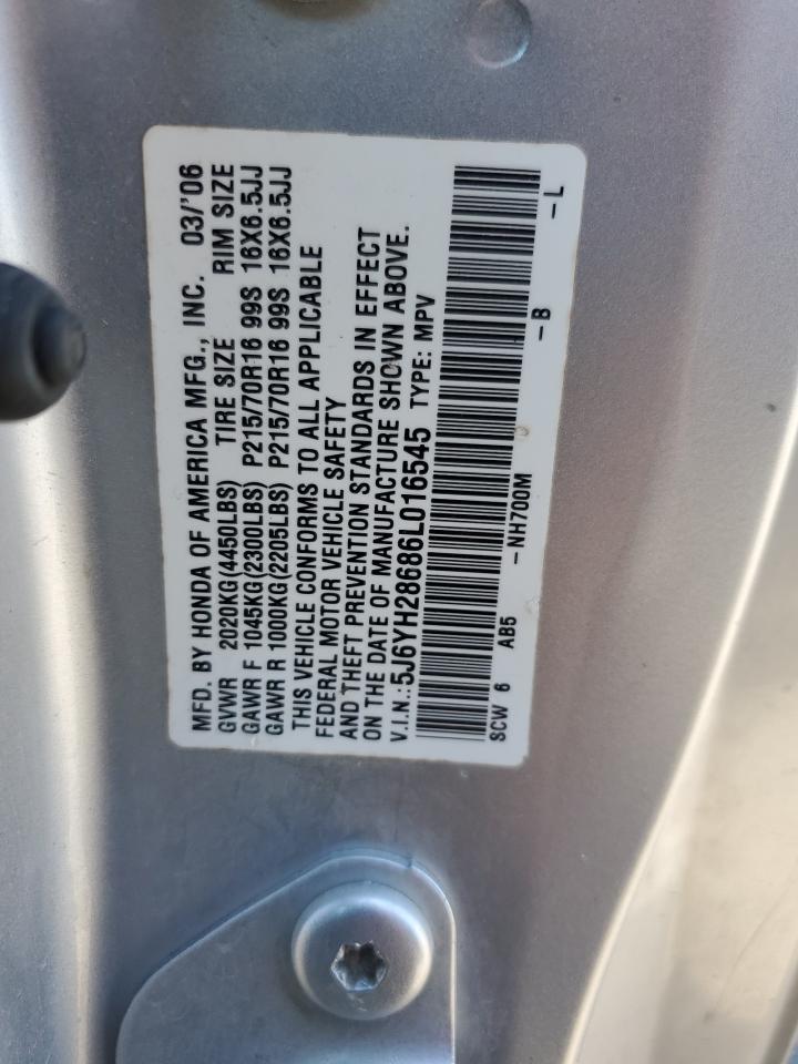 2006 Honda Element Ex VIN: 5J6YH28686L016545 Lot: 69606815