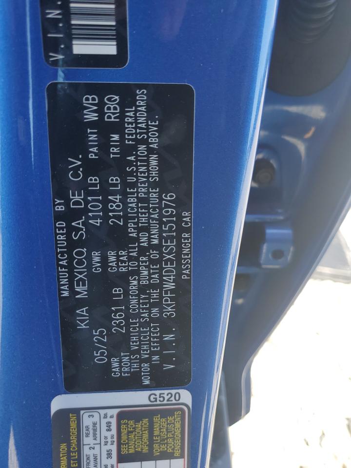 2025 Kia K4 Gt Line VIN: 3KPFW4DEXSE151976 Lot: 70730885