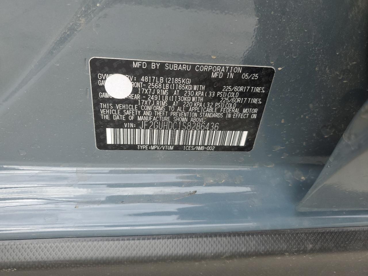 2025 Subaru Crosstrek Premium VIN: JF2GUHDC1S8286436 Lot: 68157735