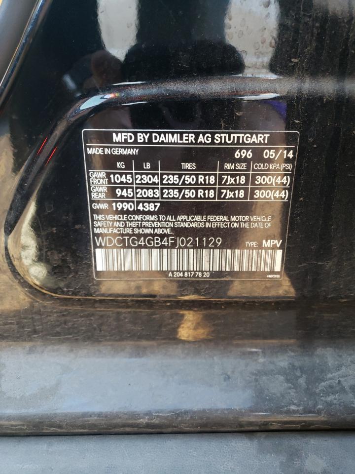 2015 Mercedes-Benz Gla 250 4Matic VIN: WDCTG4GB4FJ021129 Lot: 69421575