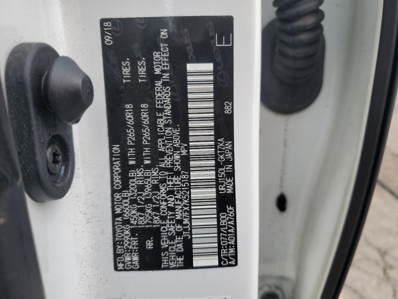 2019 Lexus Gx 460 Premium VIN: JTJJM7FX7K5215187 Lot: 67460385