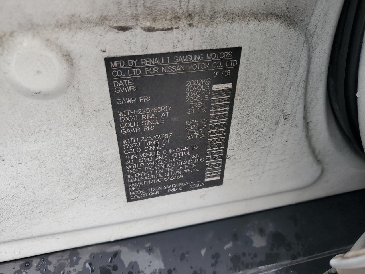 2018 Nissan Rogue S VIN: KNMAT2MT3JP553469 Lot: 71181605