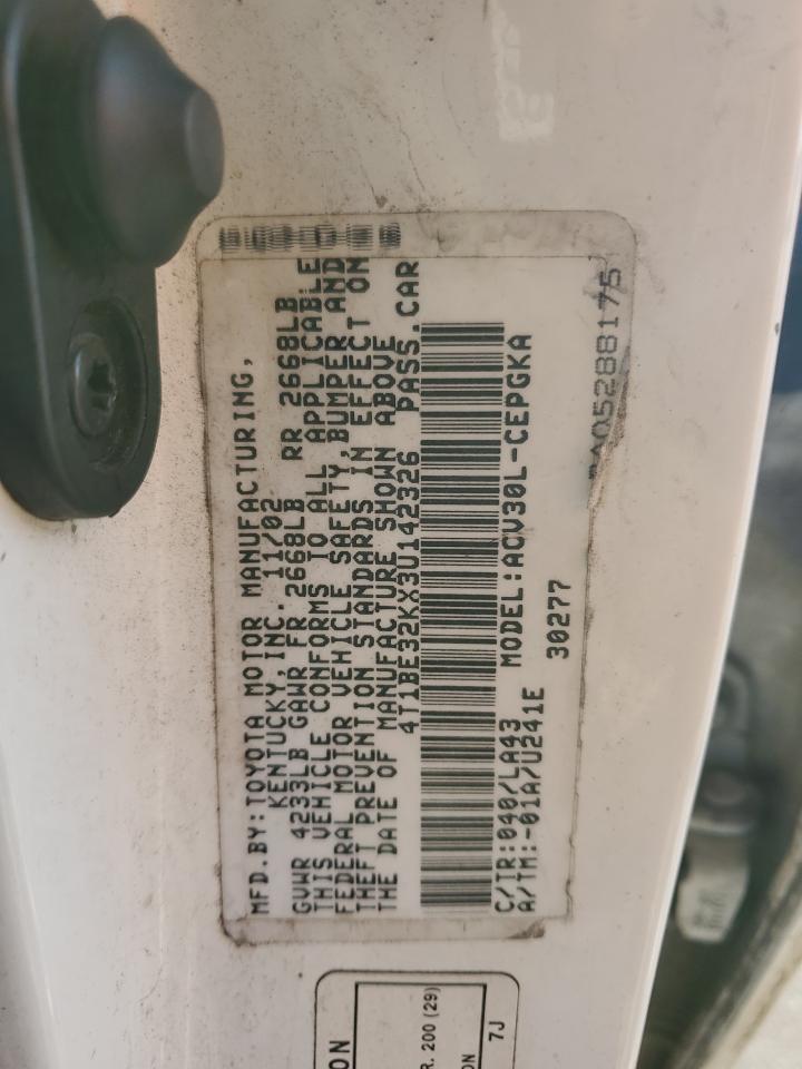 2003 Toyota Camry Le VIN: 4T1BE32KX3U142326 Lot: 67736215