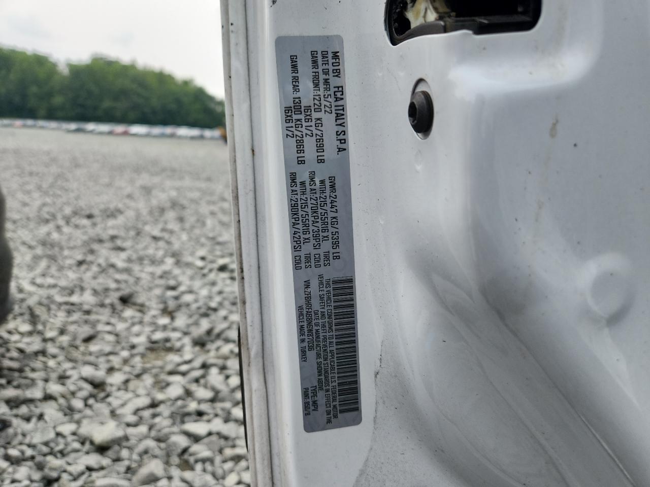 2022 Ram Promaster City Tradesman VIN: ZFBHRFAB8N6W87036 Lot: 66919695