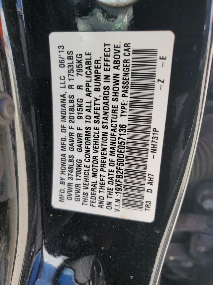 2013 Honda Civic Lx VIN: 19XFB2F50DE057136 Lot: 69397005
