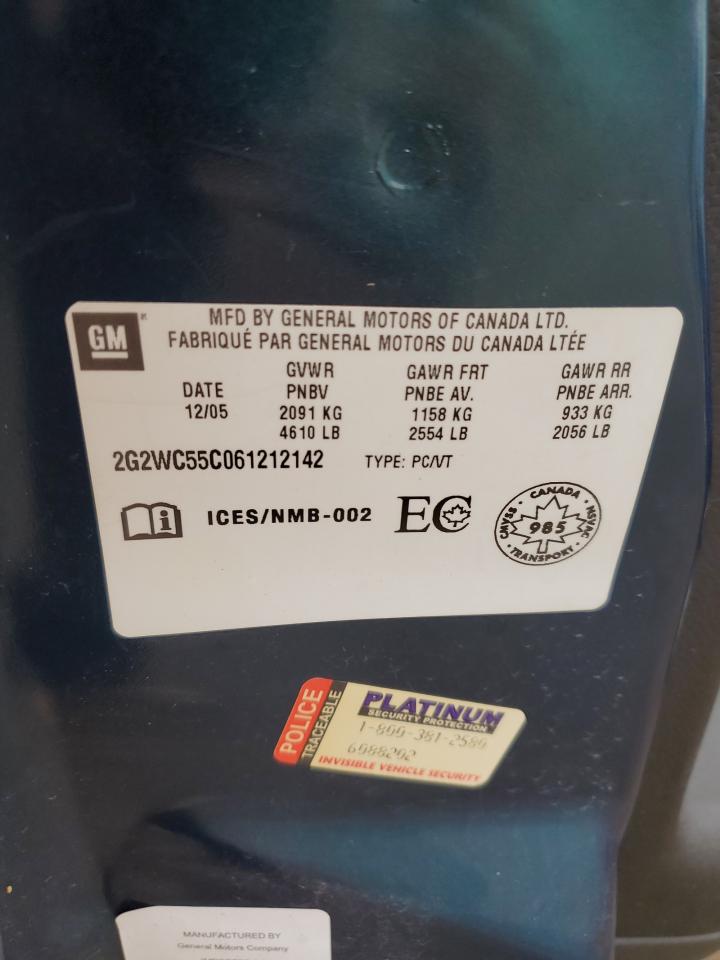 2006 Pontiac Grand Prix Gxp VIN: 2G2WC55C061212142 Lot: 69776905