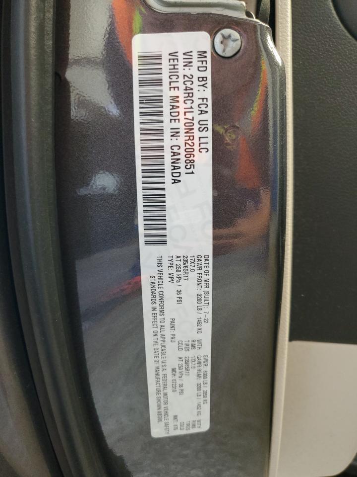 2022 Chrysler Pacifica Hybrid Touring L VIN: 2C4RC1L70NR206851 Lot: 70253505