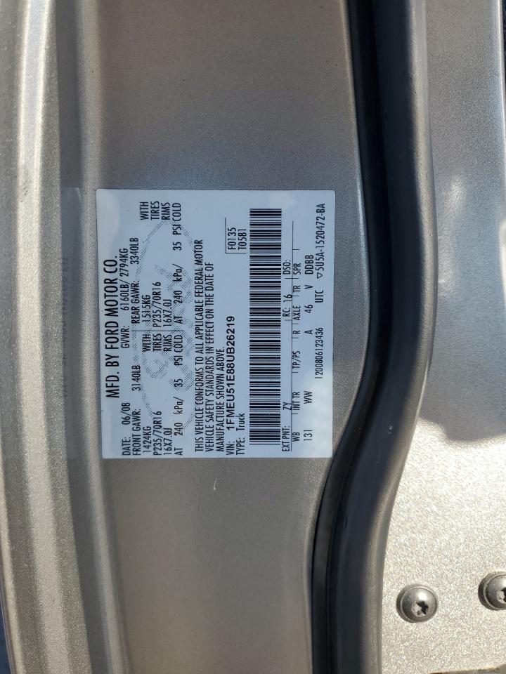 2008 Ford Explorer Sport Trac Xlt VIN: 1FMEU51E88UB26219 Lot: 70410345