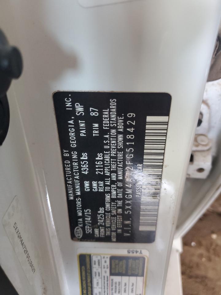 2015 Kia Optima Lx VIN: 5XXGM4A72FG518429 Lot: 70387685