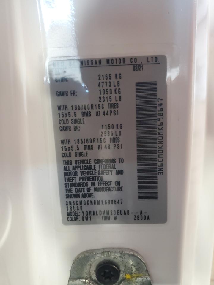 2021 Nissan Nv200 2.5S VIN: 3N6CM0KN0MK698647 Lot: 68841905