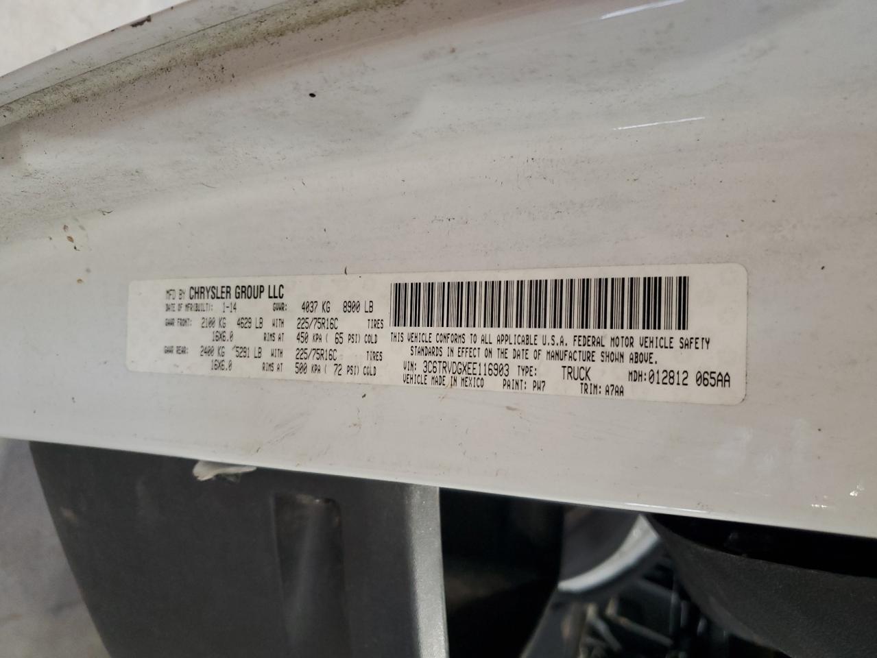 2020 Ram Promaster 1500 1500 High VIN: 3C6TRVBG3LE127130 Lot: 70329895