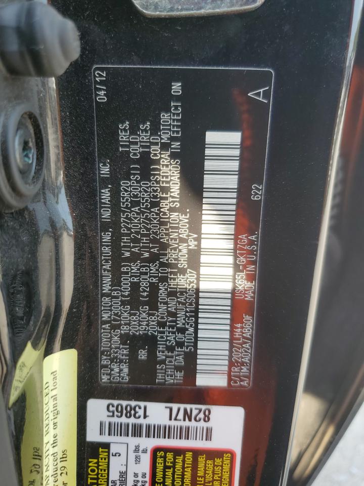 2012 Toyota Sequoia Platinum VIN: 5TDDW5G11CS065307 Lot: 67282555