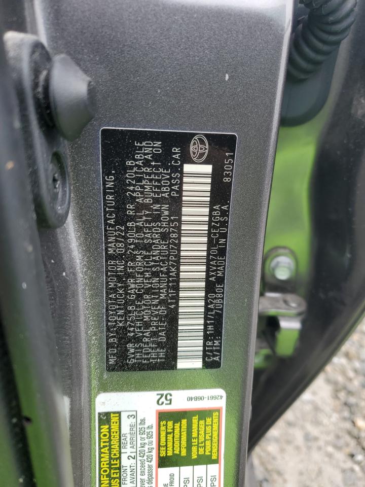 2023 Toyota Camry Xle VIN: 4T1F11AK7PU728751 Lot: 67777945