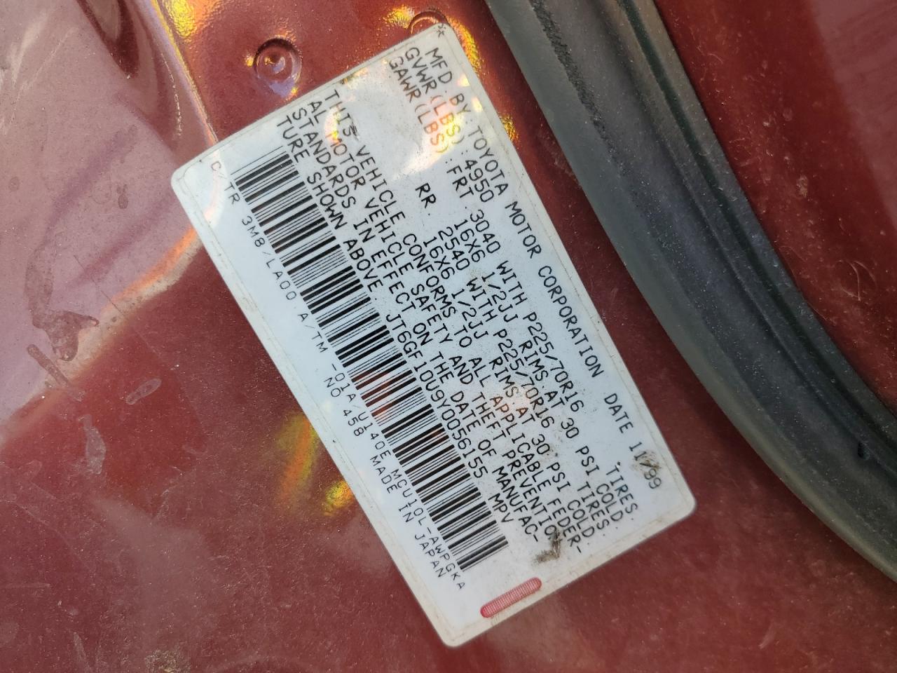 2000 Lexus Rx 300 VIN: JT6GF10U9Y0056155 Lot: 68398655