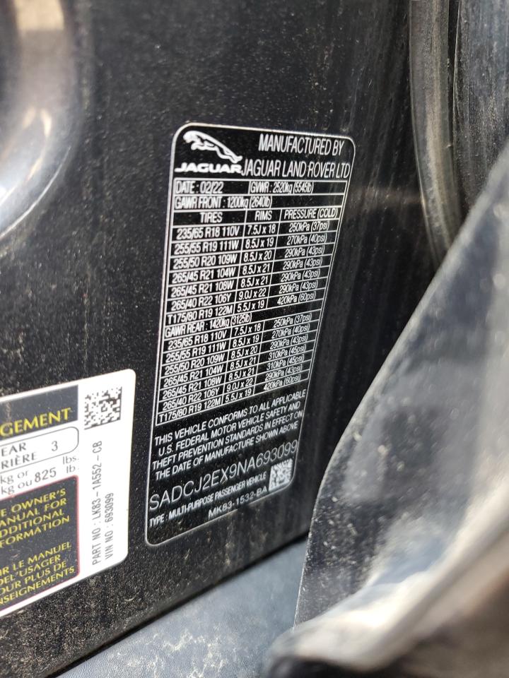 2022 Jaguar F-Pace S VIN: SADCJ2EX9NA693099 Lot: 69303925