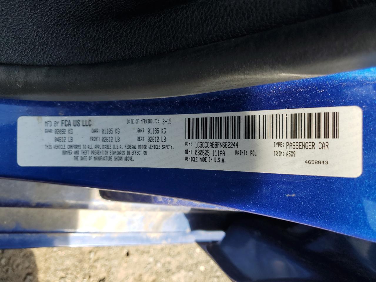 2015 Chrysler 200 Limited VIN: 1C3CCCAB8FN682244 Lot: 70884705