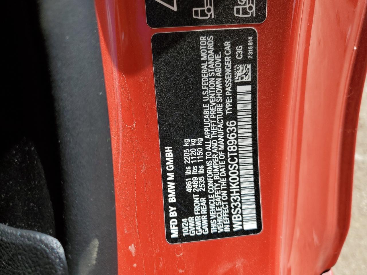 2025 BMW M4 Competition VIN: WBS33HK00SCT89636 Lot: 70666125