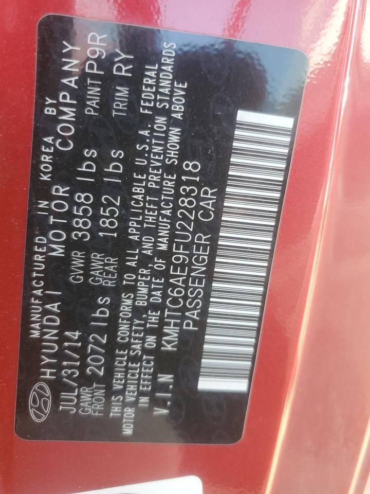 2015 Hyundai Veloster Turbo VIN: KMHTC6AE9FU228318 Lot: 68751435