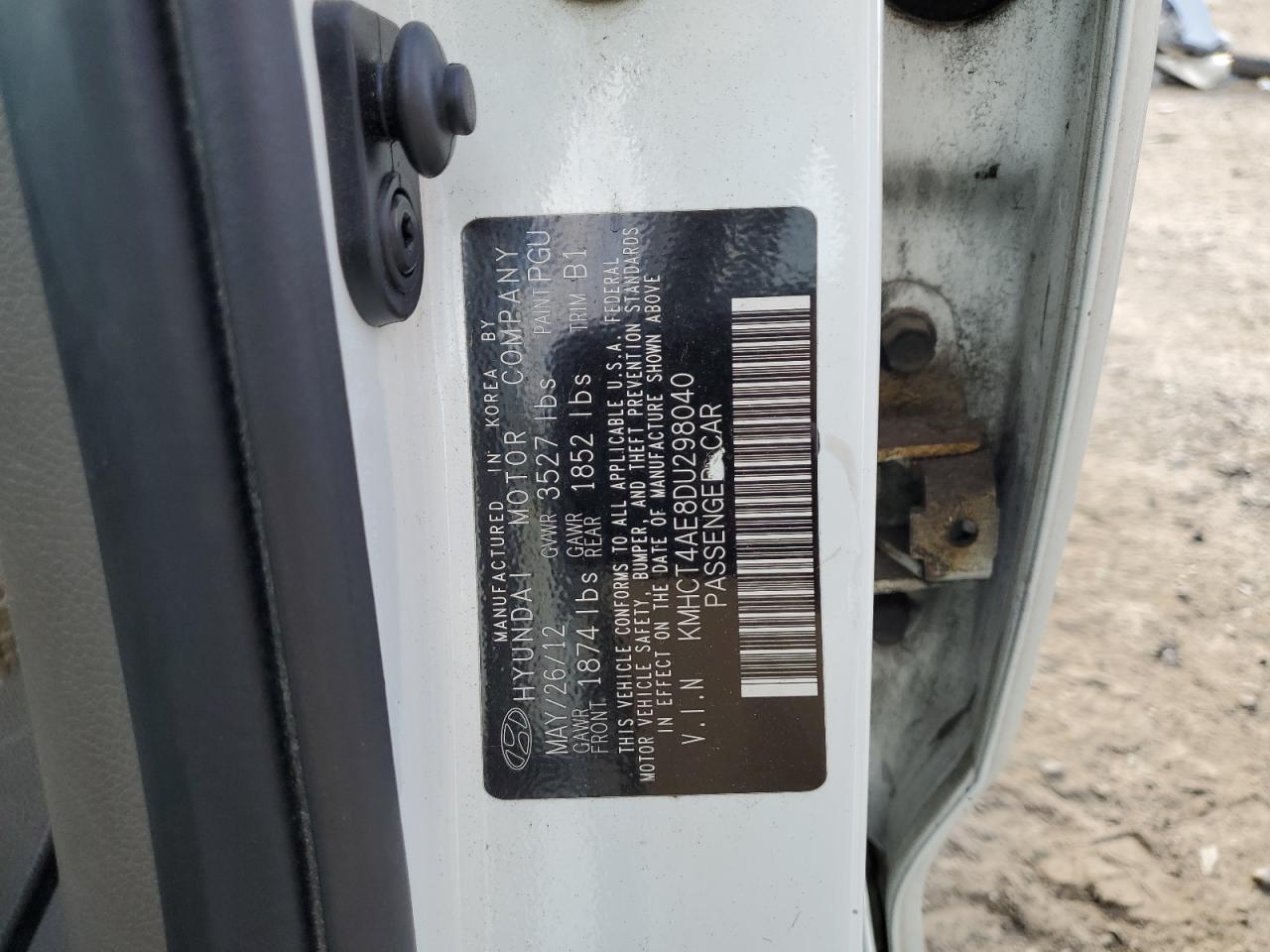 2013 Hyundai Accent Gls VIN: KMHCT4AE8DU298040 Lot: 69954385