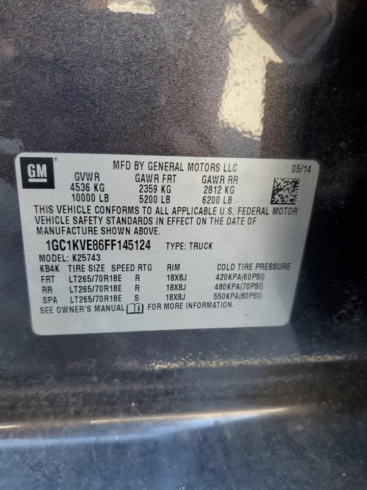 2015 Chevrolet Silverado K2500 Heavy Duty Lt VIN: 1GC1KVE86FF145124 Lot: 69462005