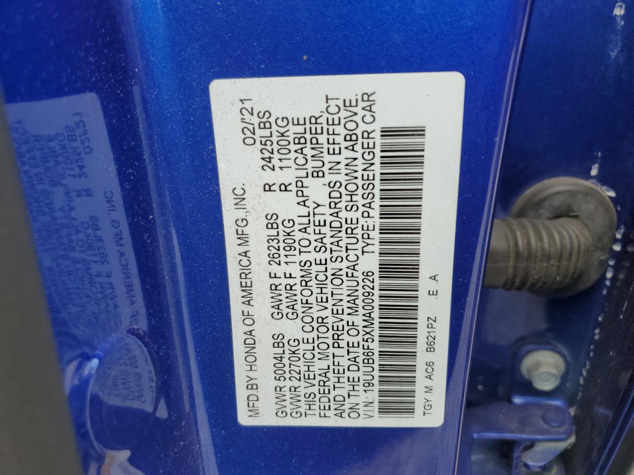 2021 Acura Tlx Tech A VIN: 19UUB6F5XMA009226 Lot: 70046895