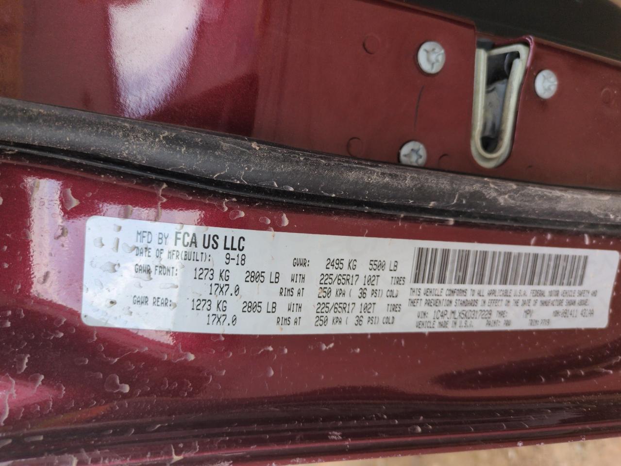 2019 Jeep Cherokee Latitude Plus VIN: 1C4PJMLX5KD317229 Lot: 68182795