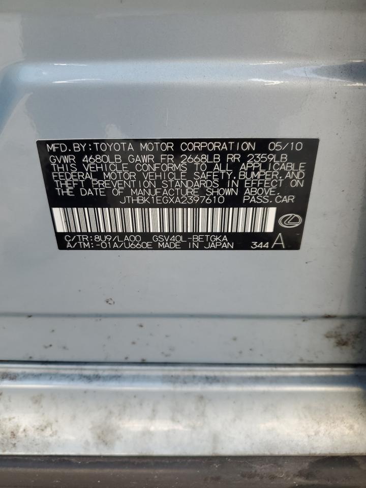 2010 Lexus Es 350 VIN: JTHBK1EGXA2397610 Lot: 69675655