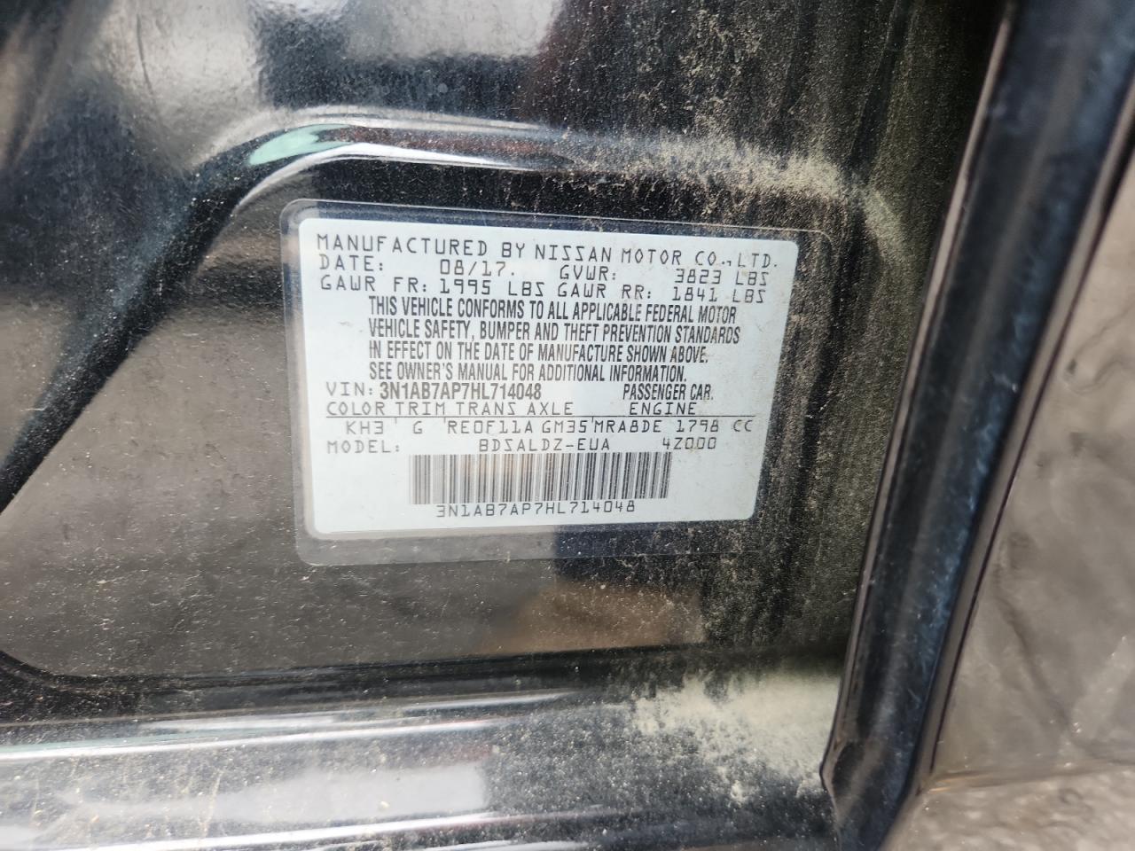 2017 Nissan Sentra S VIN: 3N1AB7AP7HL714048 Lot: 70785635