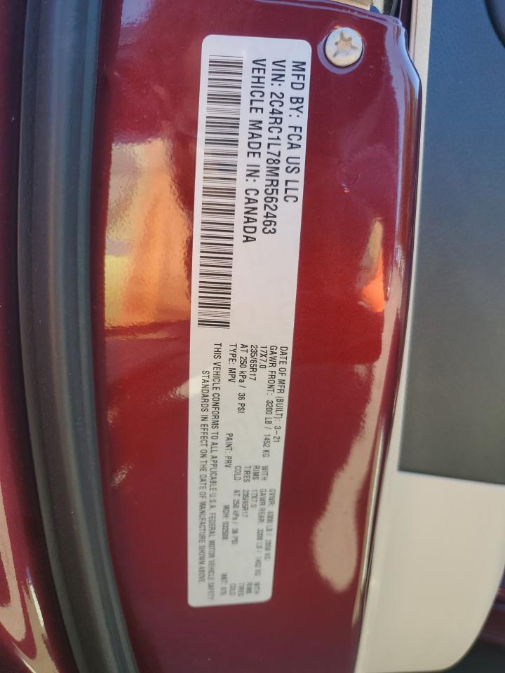 2021 Chrysler Pacifica Hybrid Touring L VIN: 2C4RC1L78MR562463 Lot: 70295695