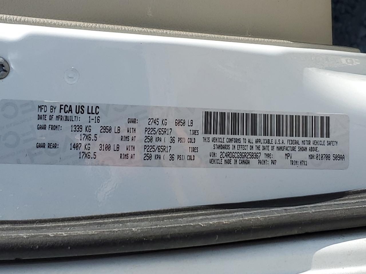 2016 Dodge Grand Caravan Sxt VIN: 2C4RDGCG9GR258367 Lot: 68590875