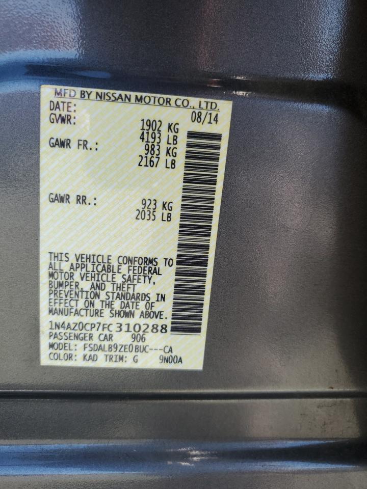 2015 Nissan Leaf S VIN: 1N4AZ0CP7FC310288 Lot: 70935025