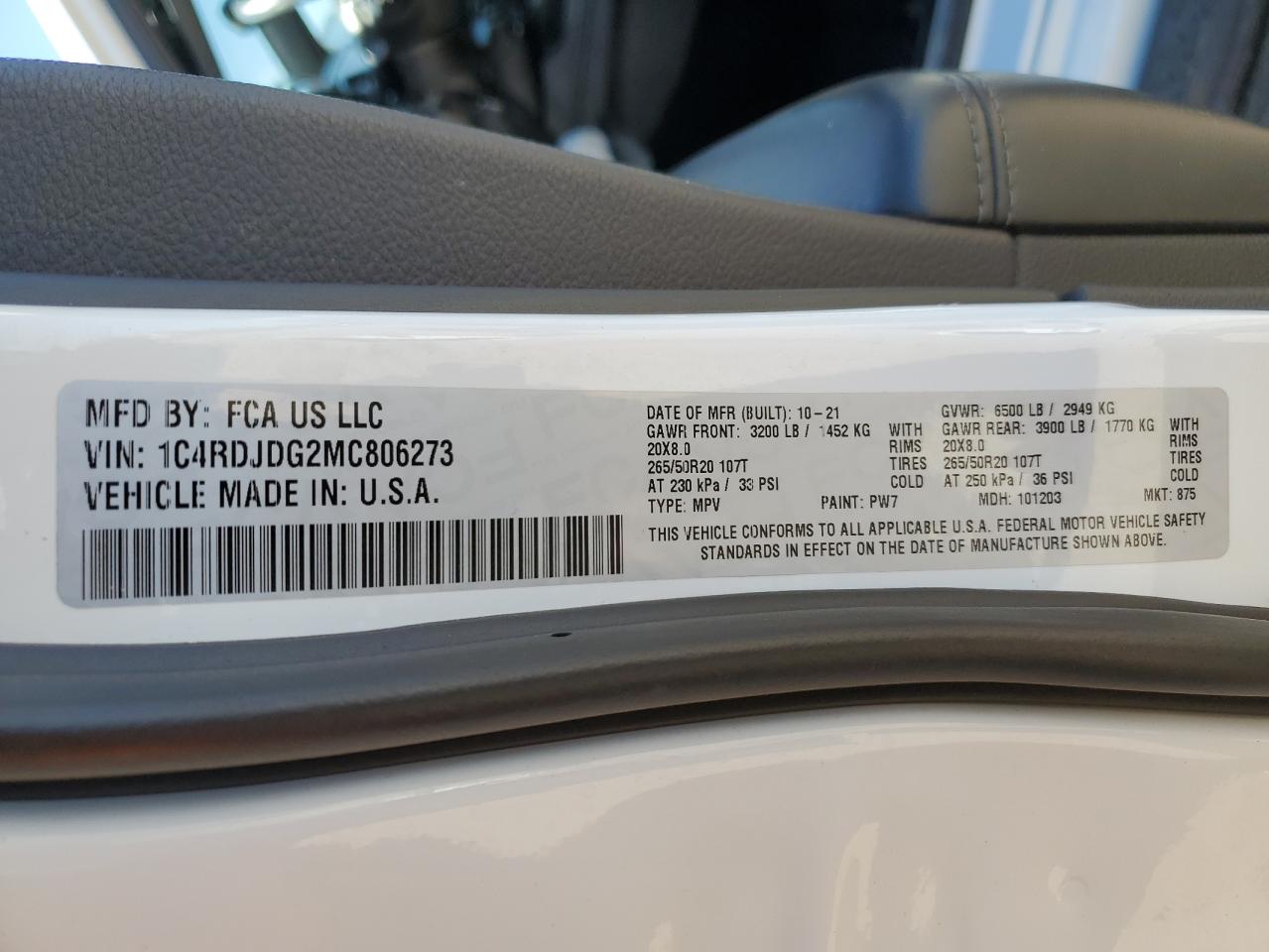 2021 Dodge Durango Gt VIN: 1C4RDJDG2MC806273 Lot: 68745575