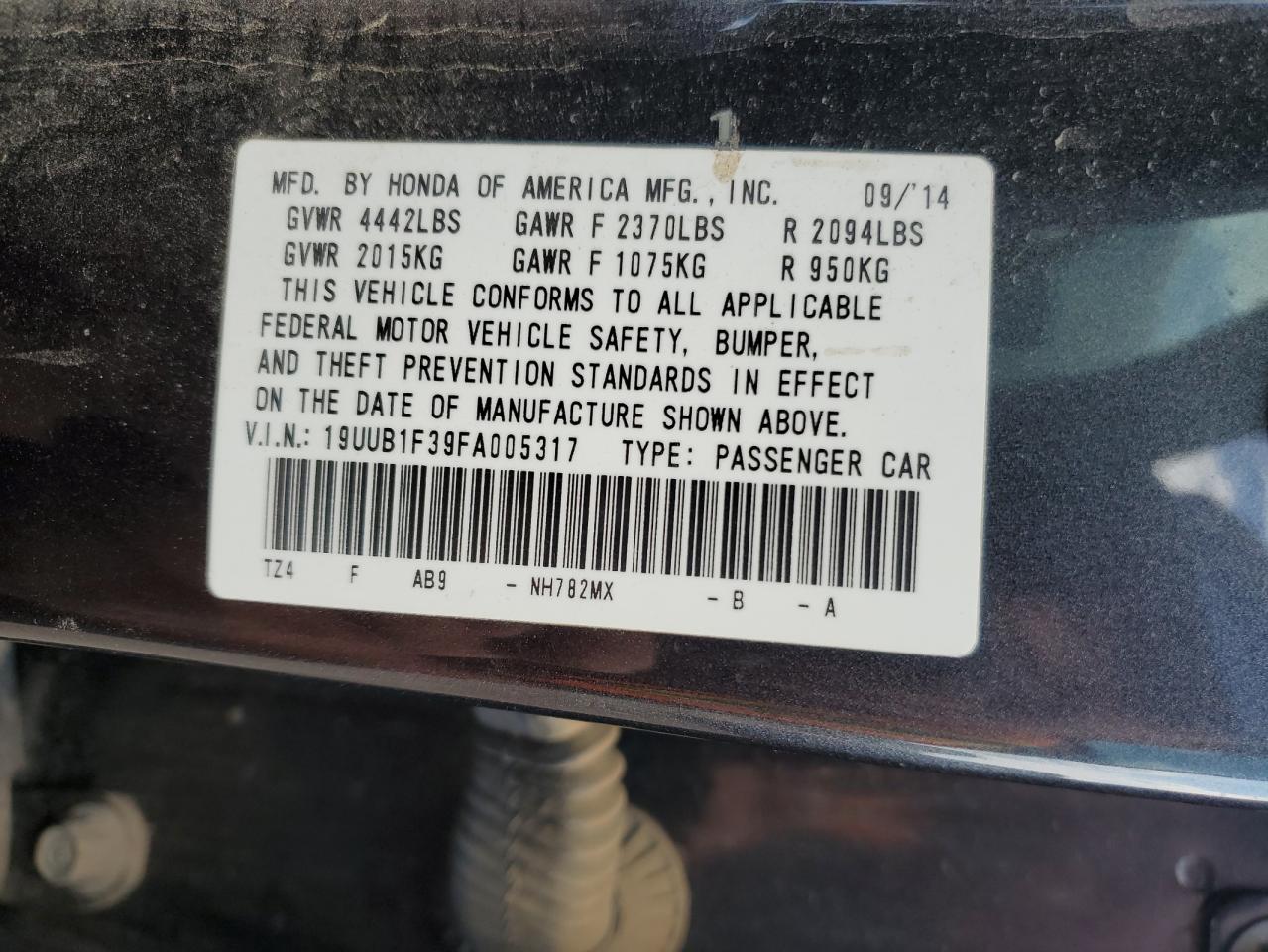 2015 Acura Tlx VIN: 19UUB1F39FA005317 Lot: 65128375