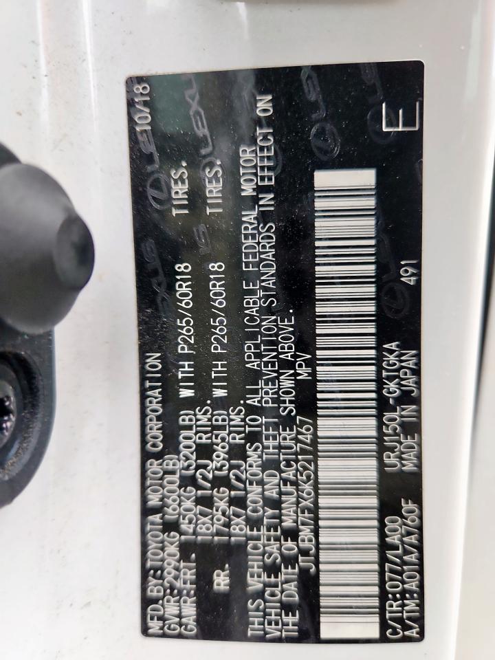 2019 Lexus Gx 460 VIN: JTJBM7FX6K5217467 Lot: 70893675