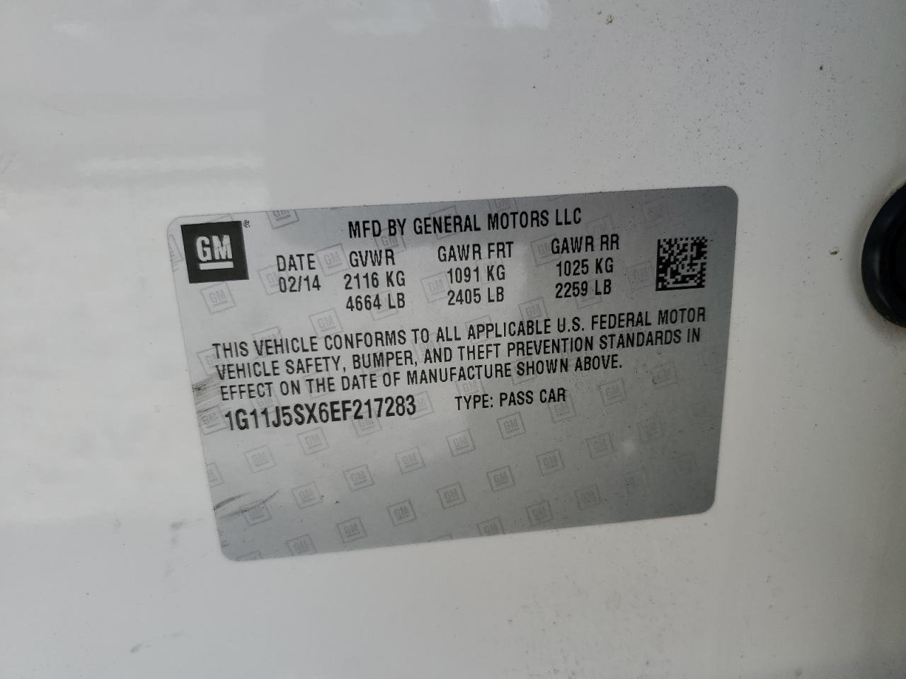 2014 Chevrolet Malibu Ltz VIN: 1G11J5SX6EF217283 Lot: 69306405