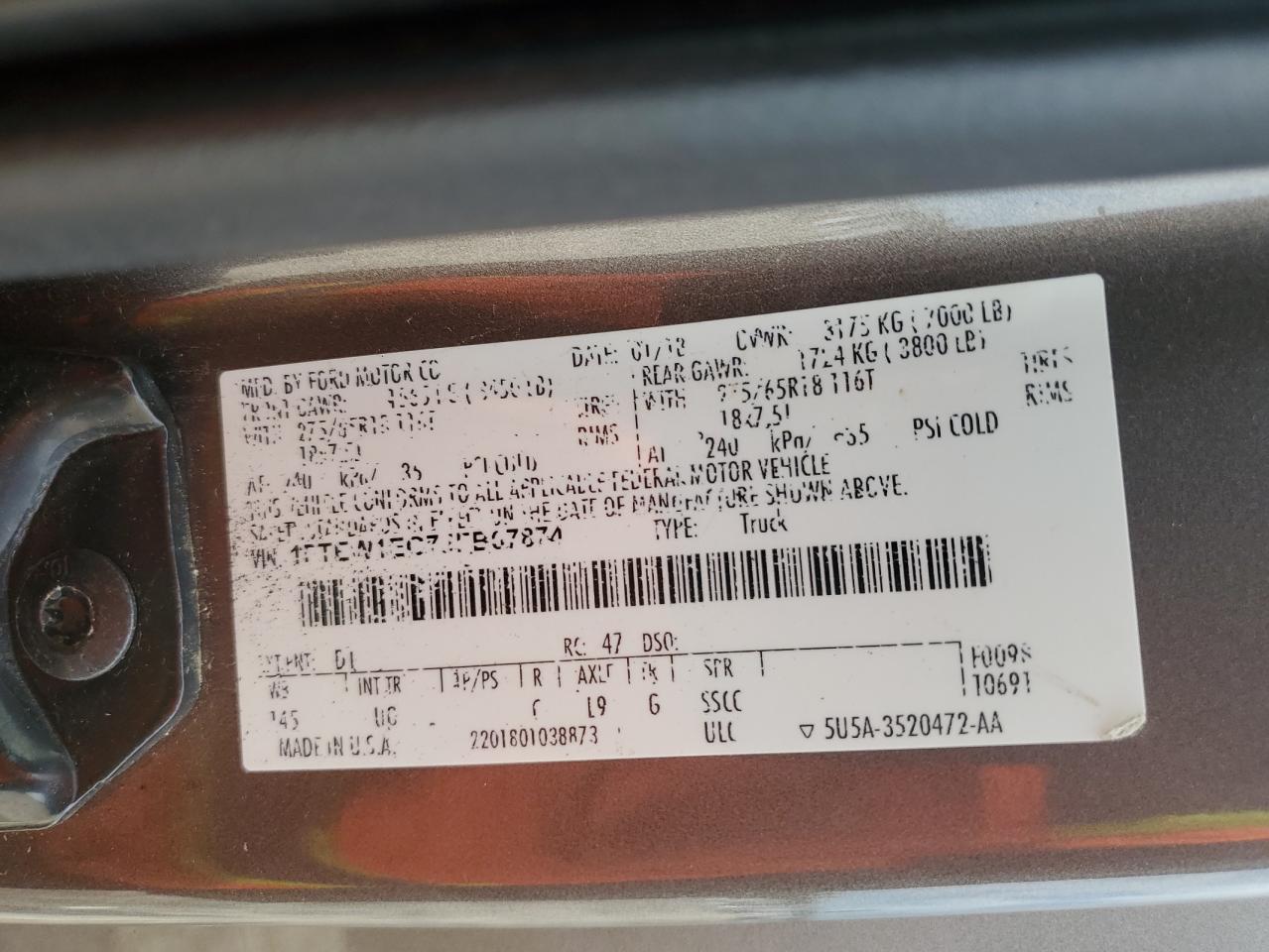 2018 Ford F150 Supercrew VIN: 1FTEW1EG7JFB67874 Lot: 70876505