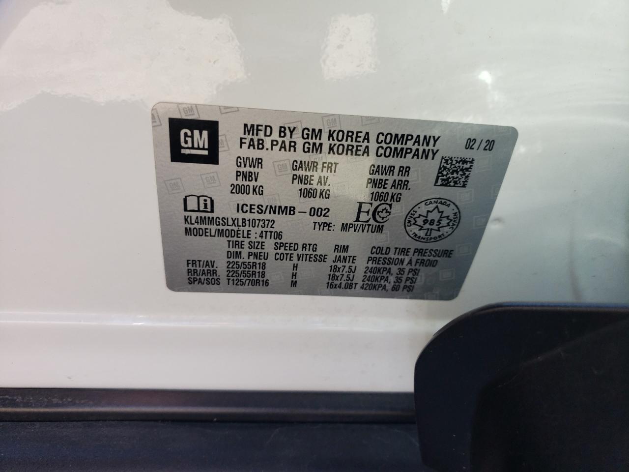 2020 Buick Encore Gx Essence VIN: KL4MMGSLXLB107372 Lot: 69475405