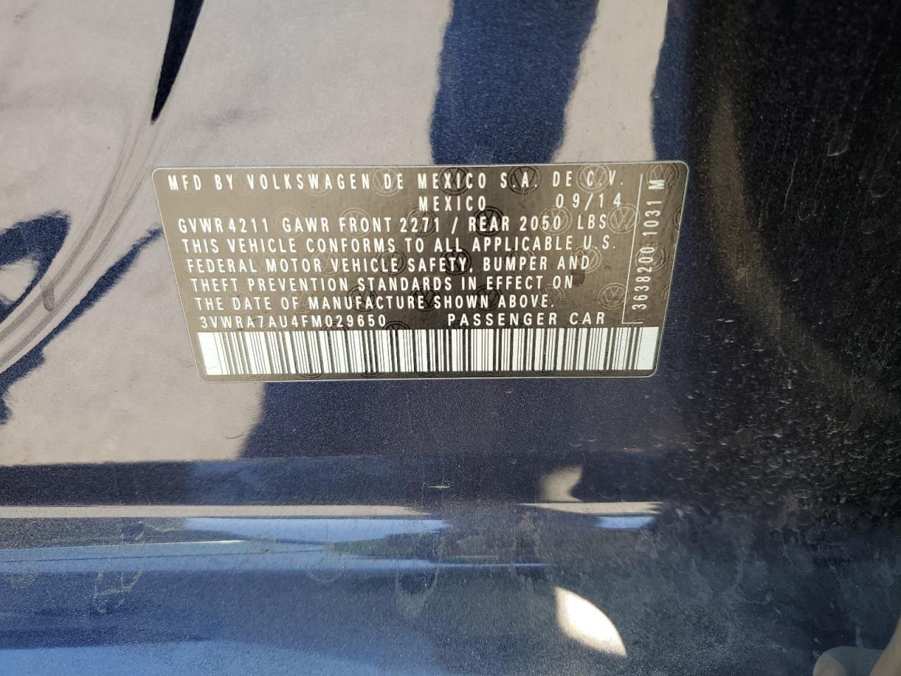 2015 Volkswagen Golf Tdi VIN: 3VWRA7AU4FM029650 Lot: 67058525