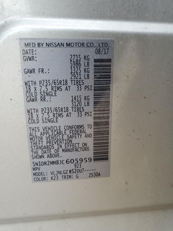 2018 Nissan Pathfinder S VIN: 5N1DR2MM8JC605959 Lot: 68964915