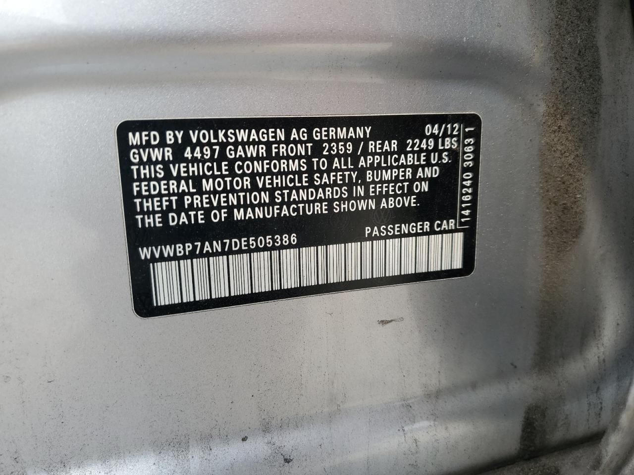 WVWBP7AN7DE505386 2013 Volkswagen Cc Sport