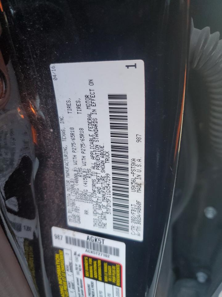 2016 Toyota Tundra Crewmax Sr5 VIN: 5TFDY5F11GX547299 Lot: 69073805