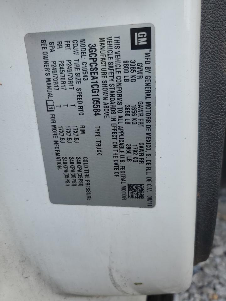 2012 Chevrolet Silverado C1500 Lt VIN: 3GCPCSEA1CG105584 Lot: 68685845