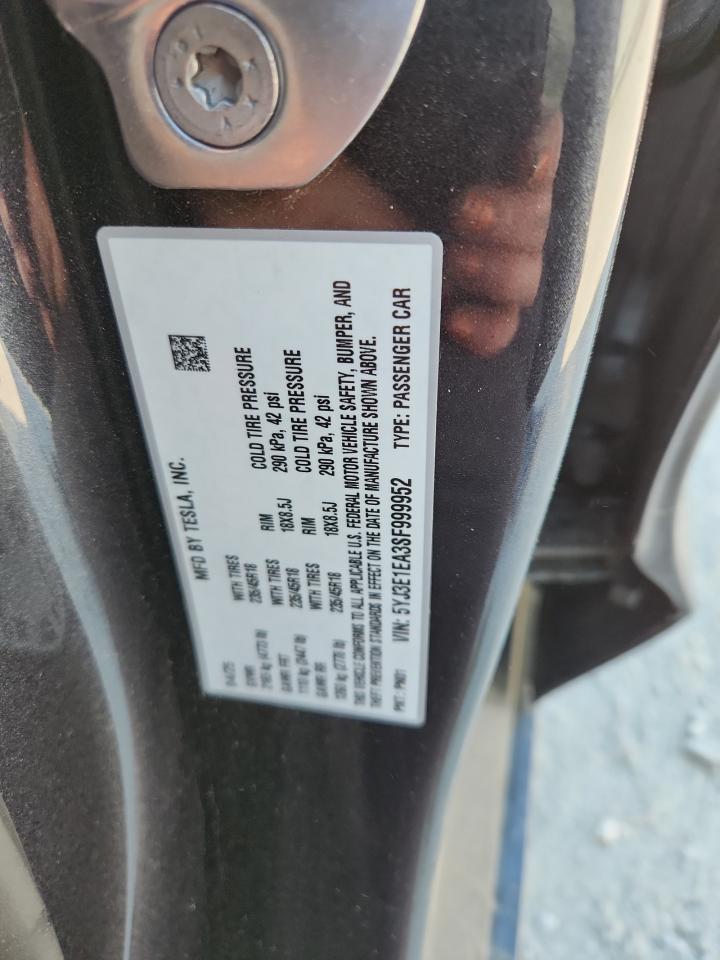 2025 Tesla Model 3 VIN: 5YJ3E1EA3SF999952 Lot: 93954355