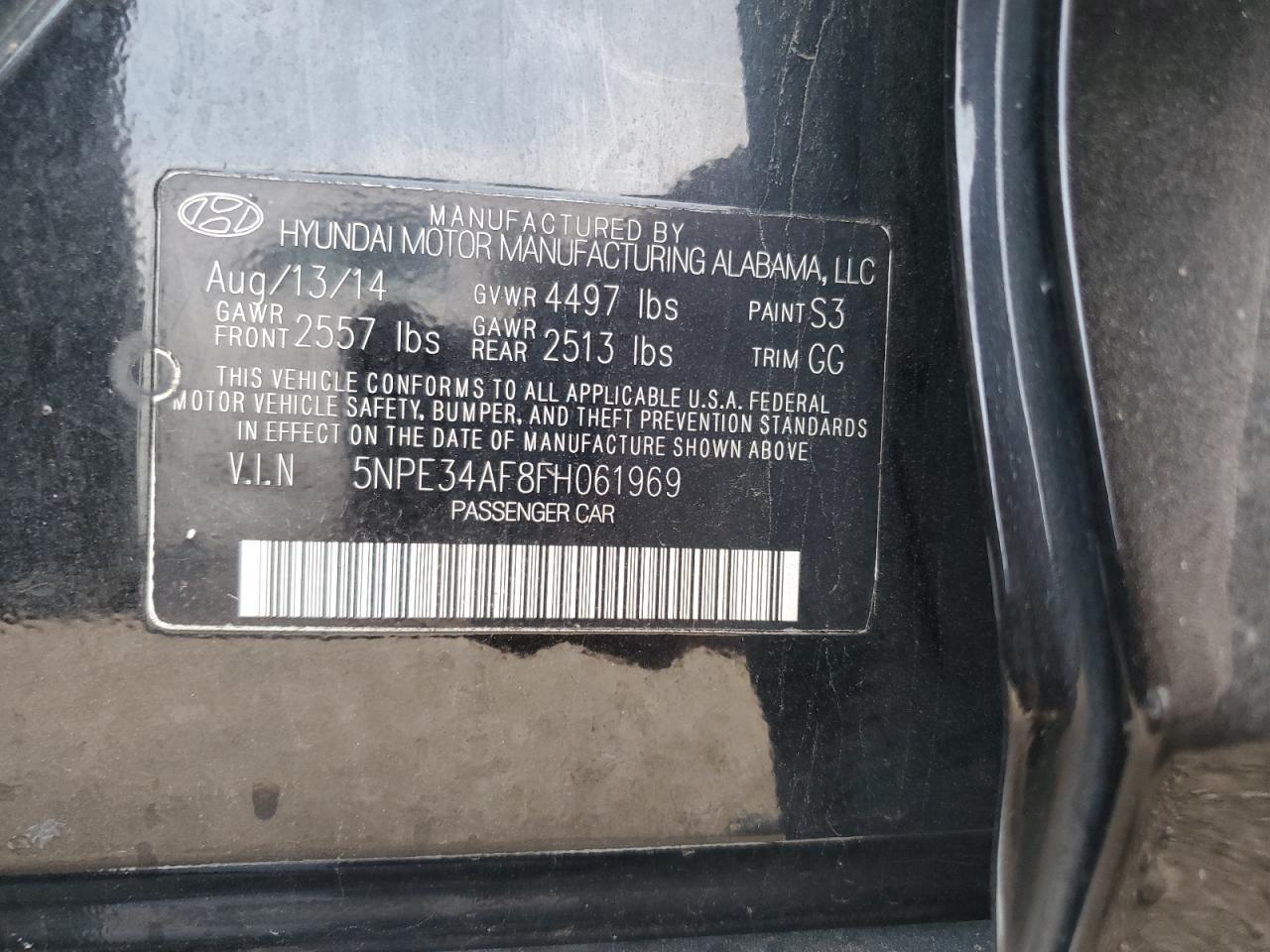 2015 Hyundai Sonata Sport VIN: 5NPE34AF8FH061969 Lot: 67252715