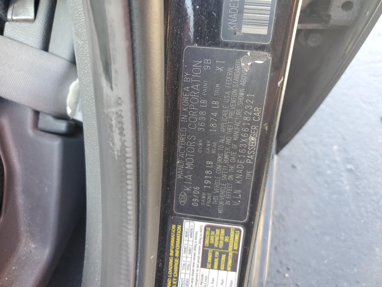 2006 Kia Rio 5 VIN: KNADE163X66182321 Lot: 69881855