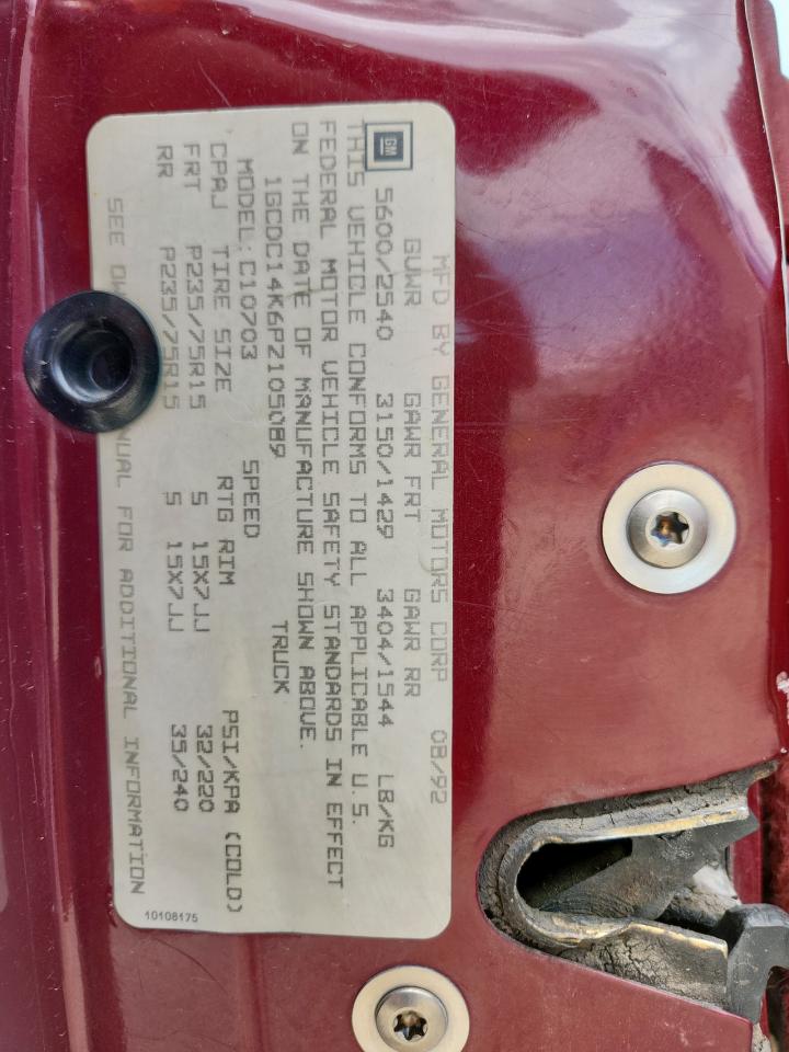 1993 Chevrolet Gmt-400 C1500 VIN: 1GCDC14K6PZ105089 Lot: 70108895