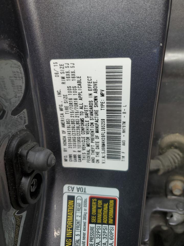 2015 Honda Cr-V Lx VIN: 5J6RM4H39FL085259 Lot: 67926915