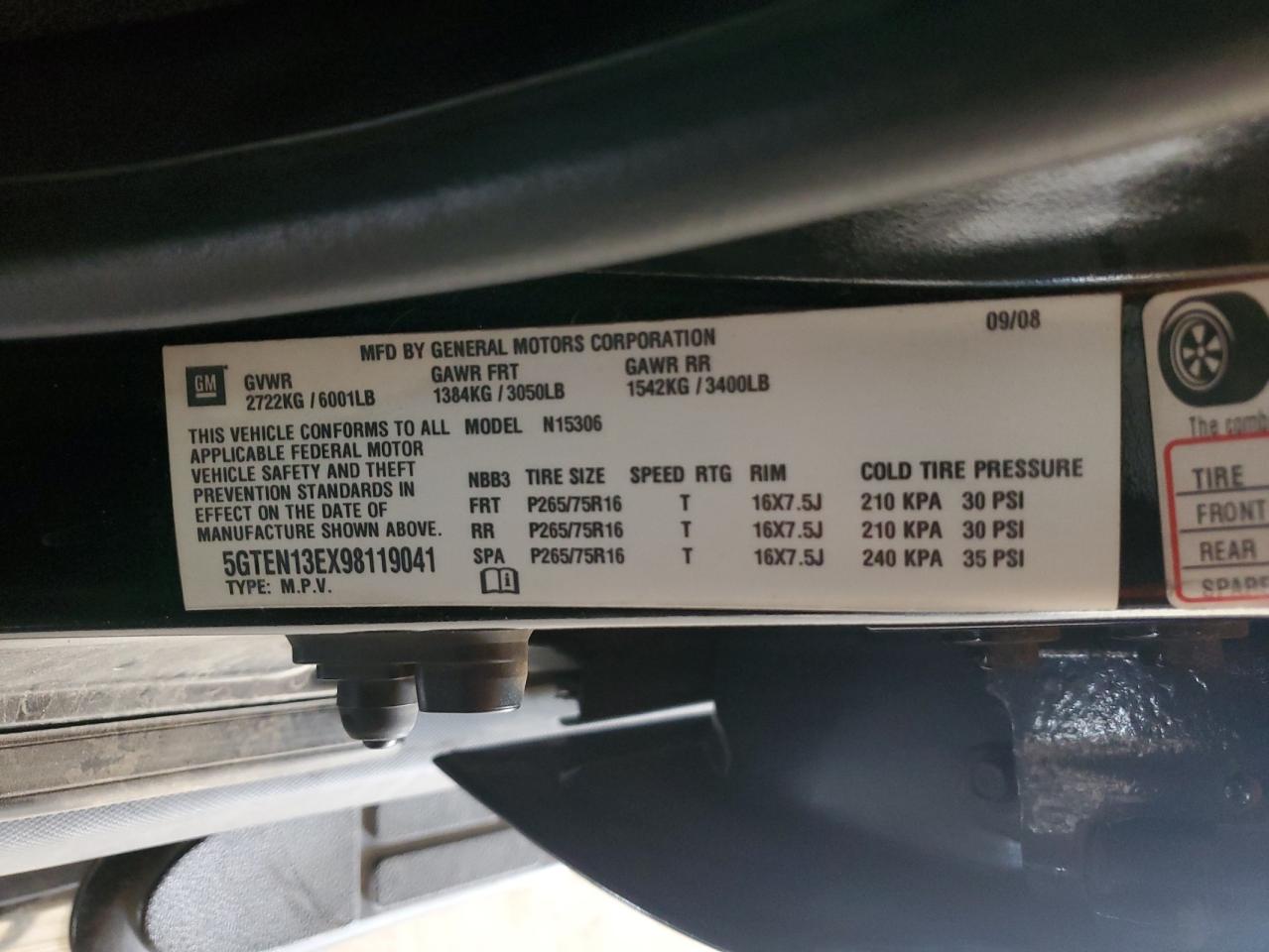 2009 Hummer H3 VIN: 5GTEN13EX98119041 Lot: 70562985