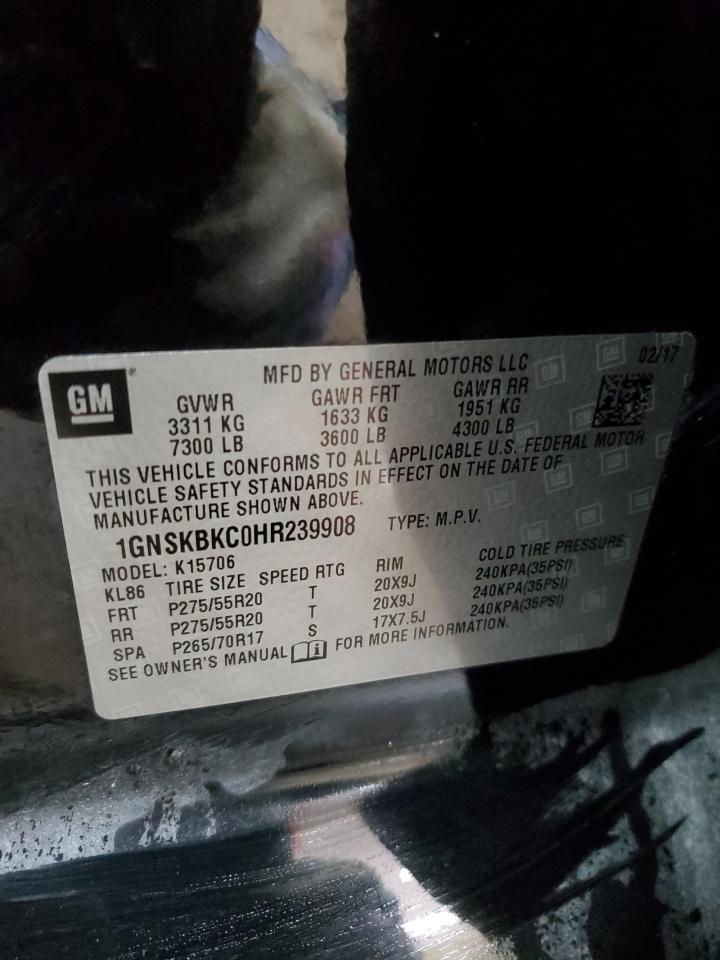 2017 Chevrolet Tahoe K1500 Lt VIN: 1GNSKBKC0HR239908 Lot: 70377025